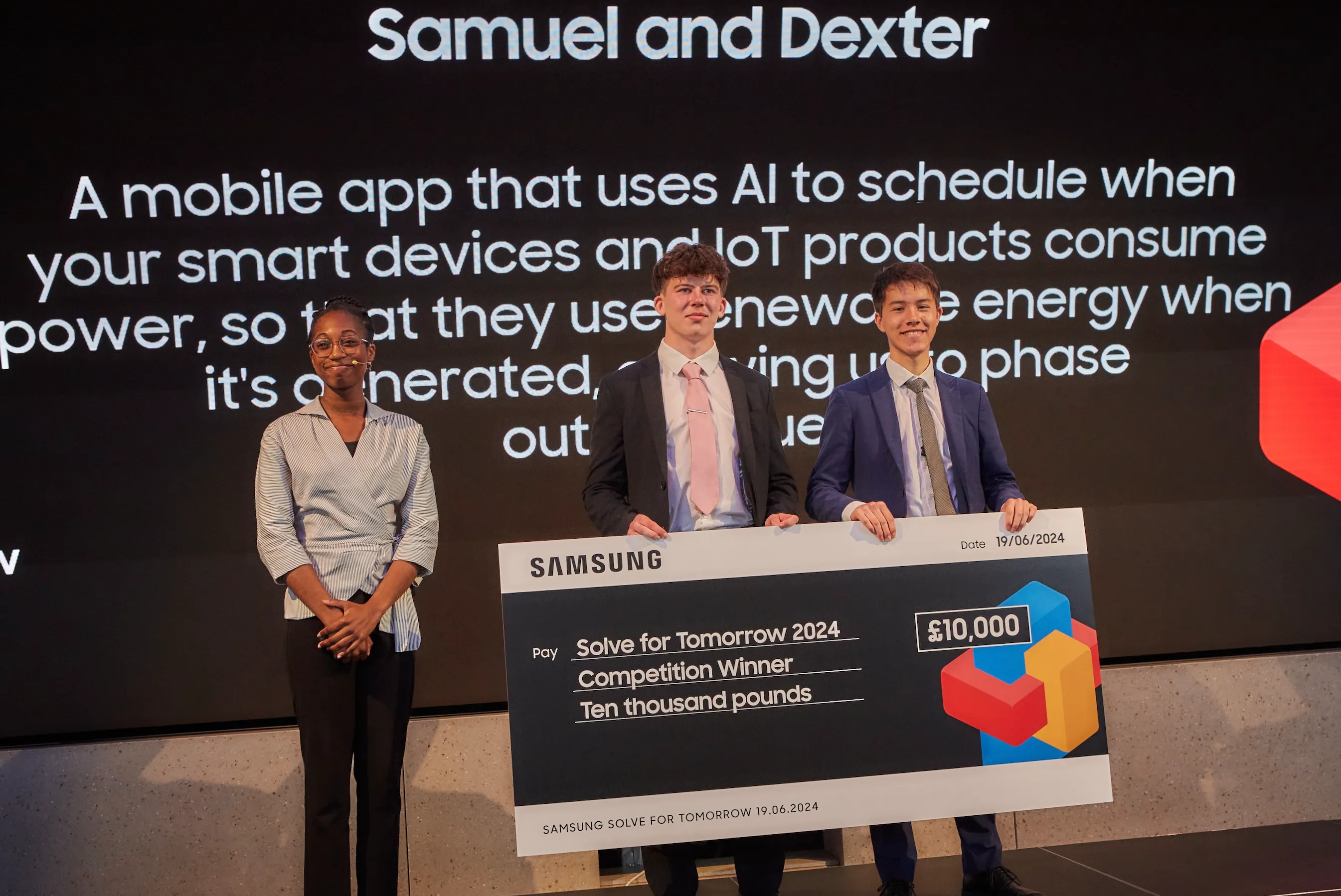 Sam winning Samsung Solve for Tomorrow 2024